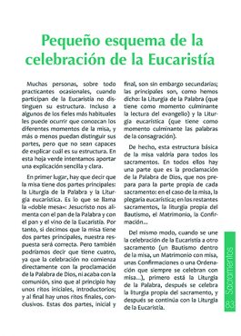 Pequeño esquema de la celebración de la Eucaristía